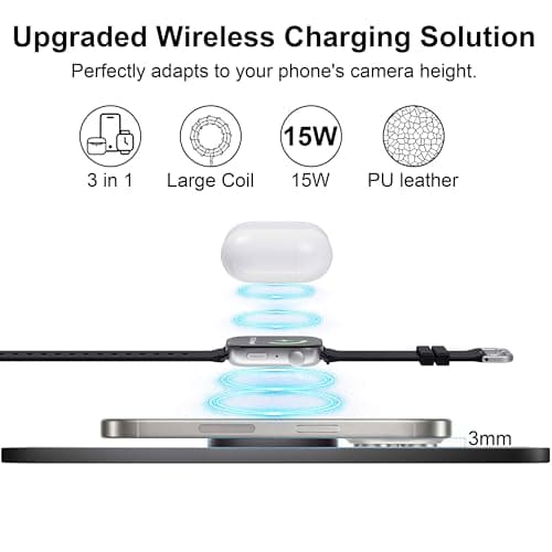 15W Wireless Charging Mouse Pad with Wrist Support, Fast Qi Wireless Charger Mouse Mat for iPhone 16/15/14/13/12/12 Pro/11/11Pro/XR/Xs/X, Samsung Galaxy S10/S9/S8 Plus Note 9/8 Multiple Devices