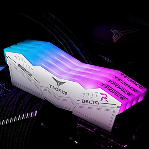 TEAMGROUP T-Force Delta RGB DDR5 Ram 32GB (2x16GB) 6400MHz PC5-51200 CL32 Desktop Memory Module Ram for 600 700 Series Chipset XMP 3.0 Ready White FF4D532G6400HC32ADC01