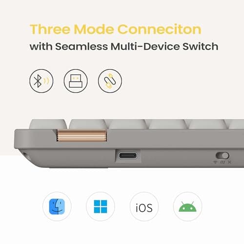 Flow Lite 84 Keys Low Profile Mechanical Keyboard, 75% Swappable Rechargeable Wireless Keyboard with 2.4G Receiver, Bluetooth and Wired Connection for Windows, Mac/Specter Linear Switches (Off-White)