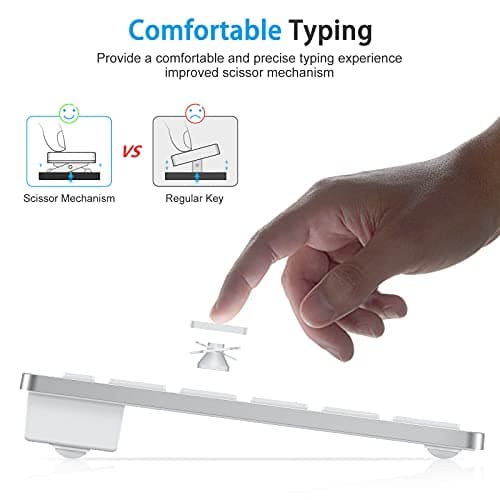 OMOTON Bluetooth Keyboard Compatible with Mac, Compact Wireless Keyboard Compatible with MacBook Pro/Air, iMac, Mac mini/Pro Laptop and PC (Silver)