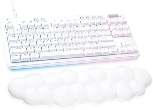 Logitech G713 Wired Mechanical Gaming Keyboard with LIGHTSYNC RGB Lighting, Tactile Switches (GX Brown), and Keyboard Palm Rest, PC and Mac Compatible - White Mist