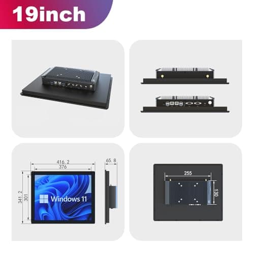 YanKe 19.0" Industrial Computer Touch Screen 10 Point Touch Industrial Computer, Resolution 1024 * 768 250nit, RJ45*2 USB*4 com*2 HD*1 WiFi+BT(J6412/8+256)