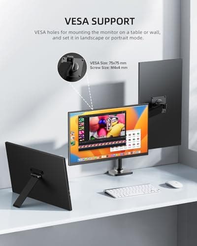 UPERFECT Portable Monitor 18.5 inch 120 Hz 100% sRGB 1080P Portable Screen for Laptop w/Smart Cover, VESA & Speakers, Frameless IPS HDR USB-C HDMI Port Gaming Monitor for Smart Phone, Tablet, MacBook