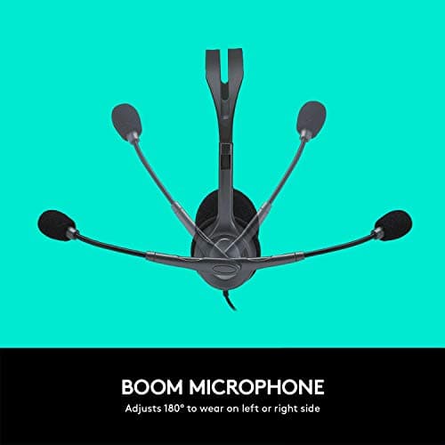 Logitech H111 Wired Headset, Stereo Headphones with Noise-Cancelling Microphone, 3.5 mm Audio Jack, PC/Mac/Laptop/Smartphone/Tablet - Black