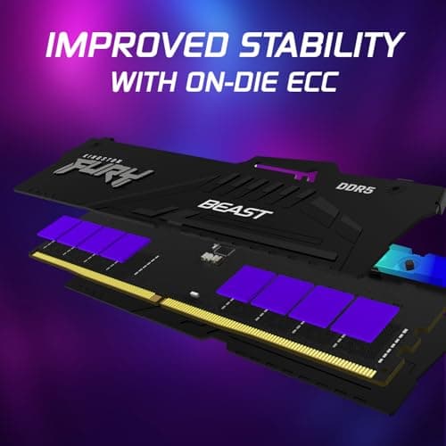 Kingston Fury Beast RGB 64GB (2x32GB) 6000MT/s DDR5 CL30 Desktop Memory | AMD Expo | Plug N Play | Kit of 2 | KF560C30BBEAK2-64