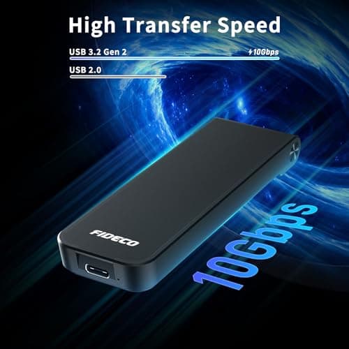 FIDECO M.2 NVMe SSD Enclosure, USB 3.2 Gen 2 to PCIe NVMe Adapter, Sandwich Style Design, Tool-Free Installation, Support UASP and Trim