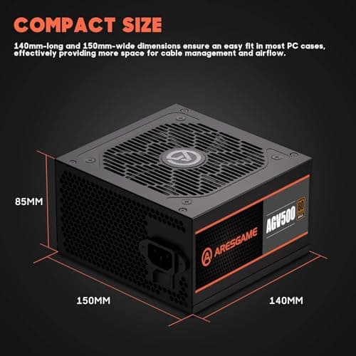 AGV Series 500W Power Supply, 80 Plus Bronze Certified, Non Modular Power Supply, 5 Year Warranty
