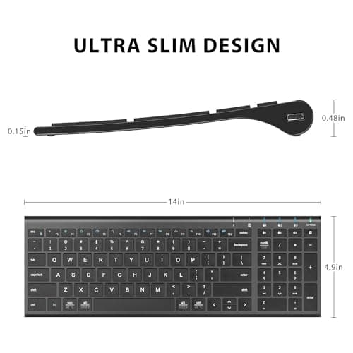 iClever BK10 Bluetooth Keyboard, Universal Bluetooth 5.1 Wireless Keyboard with Number Pad, Ergonomic Design, Multi-Device Compatibility, Stable Connection for Mac, iPad, iPhone, Android, Windows
