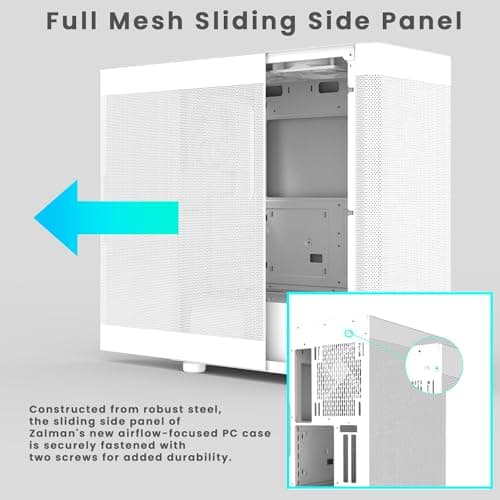 Zalman i4 Airflow Full Mesh Mid Tower ATX Desktop PC Case, 6 x 120mm Quiet Fans Pre-Installed, Vertical GPU Mount & 360mm Radiator Support, White