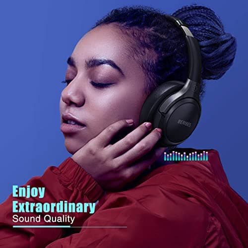 BERIBES Bluetooth Headphones Over Ear, 65H Playtime and 6 EQ Music Modes Wireless Headphones with Microphone, HiFi Stereo Foldable Lightweight Headsets, Deep Bass for Home Office Cellphone PC Ect.