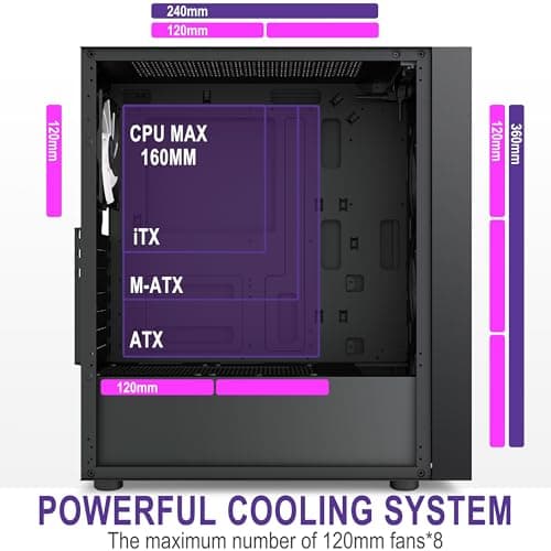 K11 PC Case - Pre-Installed with 4 PWM ARGB Fans, ATX Mid-Tower Gaming Case, Hinged Tempered Glass, Black, FOIFKIN (Black, K11)