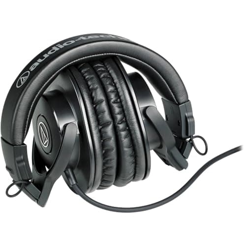 Audio-Technica ATH-M30x Professional Monitor Headphones | Black Bundled with Over The Ear Headphones Stand + Cleaning Cloth (3 Items)