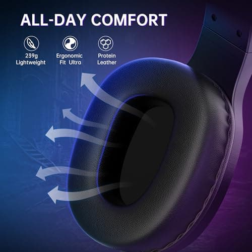 AOC Wireless Gaming Headset for PS5, PS4, Nintendo Switch, PC, Bluetooth 5.4 & 2.4GHz Gaming Headphones with Noise Canceling Mic, RGB, Type-C, 20ms Latency, 45H, 7.1 Virtual Surround- Black