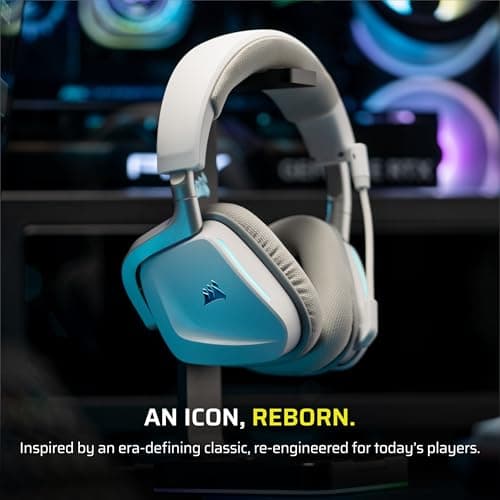 Corsair Void v2 Wireless Gaming Headset with Bluetooth for PC, PS5, PS4, Switch, Mobile – Dolby Atmos, 70 Hr Battery, Dual Wireless, Lightweight, Fast Charging – White