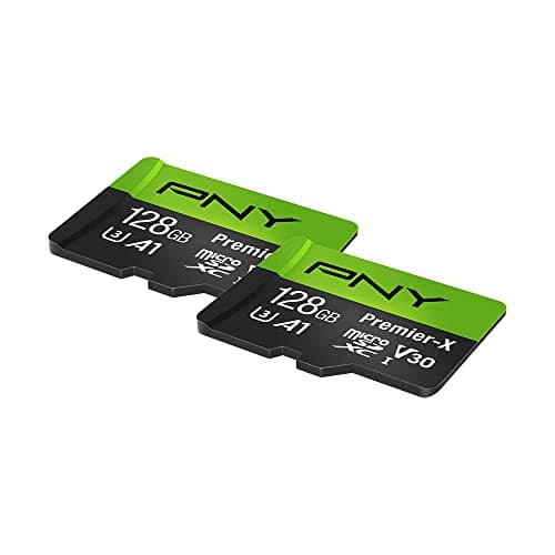 PNY P-SDU128X2V31100PX-GE 128GB Premier-X Class 10 U3 V30 microSDXC Flash Memory Card 2-Pack - 100MB/s, Class 10, U3, V30, A1, 4K UHD, Full HD, UHS-I, Micro SD