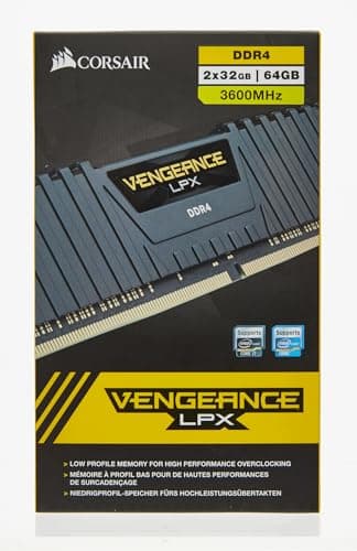 CORSAIR VENGEANCE LPX DDR4 RAM 64GB (2x32GB) 3600MHz CL18-22-22-42 1.35V Intel AMD Desktop Computer Memory - Black (CMK64GX4M2D3600C18)