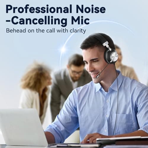 Headset wtih Mic, USB Headset with Microphone for PC, Computer Headset with Noise Canceling Microphone with Mute for Work Home Office Online Skype Zoom Meetings