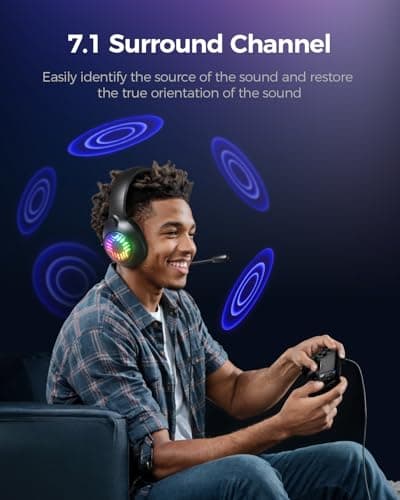 Stereo Gaming Headset, Wired Gaming Headphones Over Ear, Noise Cancelling Mic, 9 Colors Gradient RGB Ligh, Soft Memory Earmuffs for PC, Xbox One/Series PS5 PS4 Controllers, Nintendo (Black)