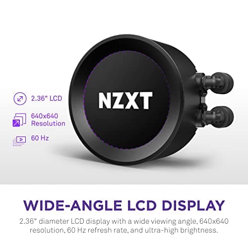 NZXT Kraken Elite 240 - RL-KN24E-B1 - 240mm AIO CPU Liquid Cooler - Customizable 2.36" LCD Display for Images, Performance Metrics and More - High-Performance Pump - 2 x F120P Fans - Black
