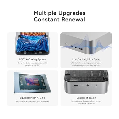 Beelink SER8 Mini PC, AMD Ryzen 7 8845HS(4nm, 8C/16T) up to 5.1GHz, Mini Computer 64GB DDR5 RAM 2TB M.2 NVME SSD, Desktop PC 4K@144Hz Triple Display, Mini Gaming Computer WiFi6/BT5.2/2.5Gbps/W-11 Pro