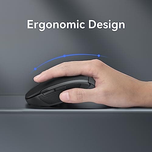 TECKNET Folding Wireless Mouse, 2.4G Travel Mouse Portable 3 Adjustable DPI 2000/1500/1000 Compatible with Notebook, PC, Computer, 2-Year Battery Life