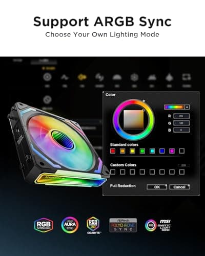 AsiaHorse COSMIQ 120mm PC RGB Fans Computer Case Fans, 5V 3-PIN Connector Daisy Chain PWM Cooling with Controller for Cases CPU Liquid Coolers (Black COSMIQ Forward, Black-3)