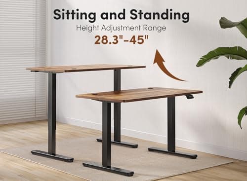 Cubiker Adjustable Desk, 48 x 24 Inch Home Office Desk, Standing Desk with Splice Board, Rustic Brown Desktop
