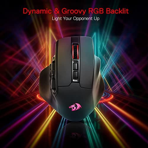 Redragon M811 PRO Wireless MMO Gaming Mouse, 15 Programmable Buttons RGB Gamer Mouse w/Ergonomic Natural Grip Build, 10 Side Macro Keys, Software Supports DIY Keybinds & Backlit