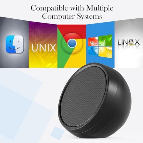 USB Computer Speaker for Laptop, External Speakers for Desktop Computer with Crystal Clear Sound, Rich Bass and Volume Buttons, Plug-N-Play (Black)