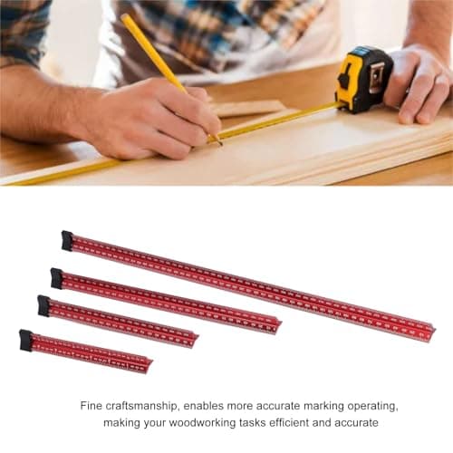 4 Pcs Sturdy Aluminum Woodworking Measuring Ruler Set, 6 8 12 20 Inch Metric Imperial Scales, Architect Triangular Scale Ruler for Precise Woodworking Projects
