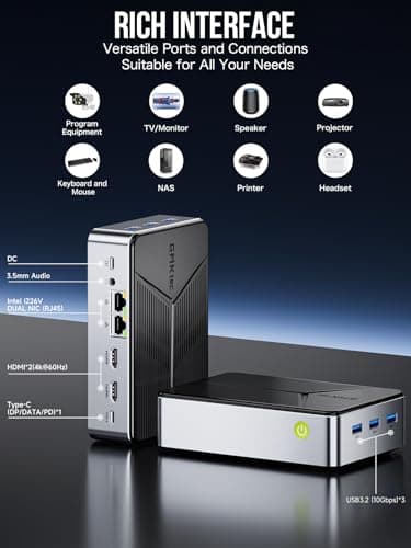 GMKtec Mini PC NAS Intel N150 Dual Boot System 12GB DDR5 64GB EMMC +512GB SSD Desktop Computer 4*M.2 NVMe Slots/Dual NIC 2.5GbE/ USB-C USB 3.2 10Gbps/ Network Attached Storage G9