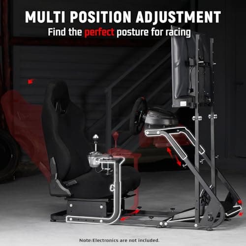 Dardoo g923 Racing Simulator Cockpit with Monitor Mount and Black Seat Adjustable Fits For Logitech g29 g920, Thrustmaster t300 Simulated Cockpit Without Shifter, Wheel, Pedals and Display