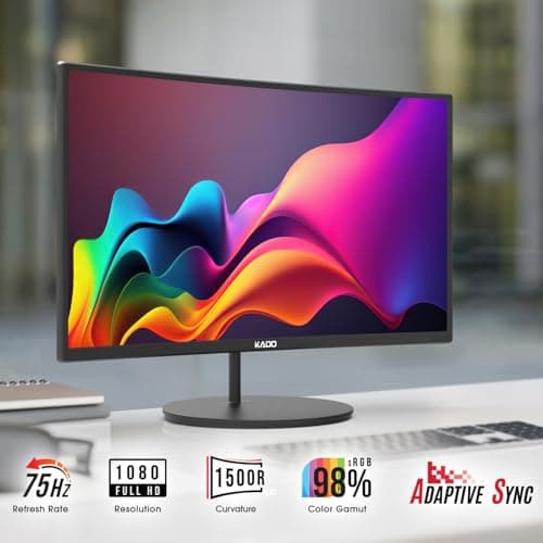 Kado Triple Monitor Setup - 3-Pack 24" Curved 1920x1080 Computer Monitor 1500R 75Hz VESA Mount HDMI Office Gaming Hybrid Built-in Speakers (C24X Trio Series)