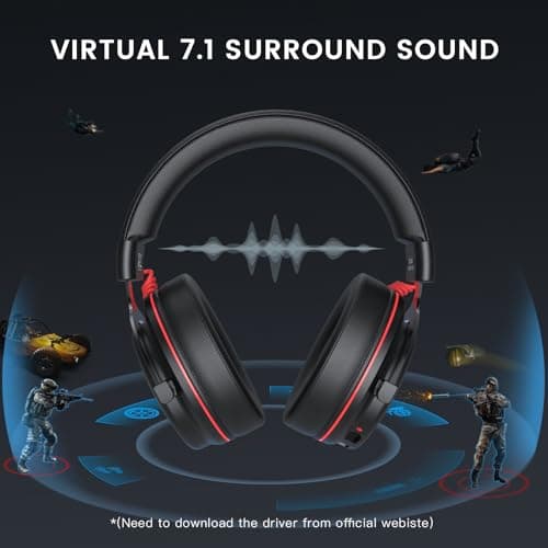 EKSA E900 Pro USB Gaming Headset for PC - Computer Headset with Detachable Noise Cancelling Mic, 7.1 Surround Sound, 50MM Driver - Headphones with Microphone for PS4/PS5, Xbox One, Laptop, Office
