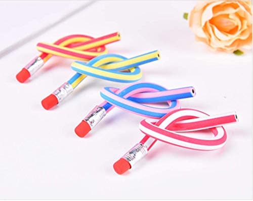 Flexible Bendy Pencil, 35 PCS Flexible Soft Pencil Colorful Stripe Soft Pencils with Eraser as Gift for Students or Children