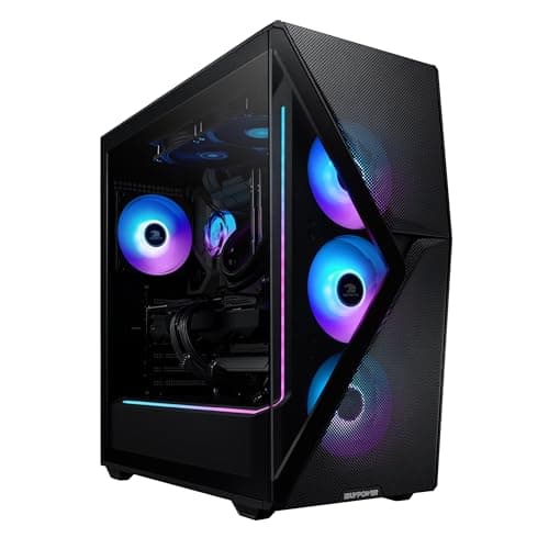iBUYPOWER Slate MESH Gaming PC Desktop Computer (AMD Ryzen 7 9700X CPU, AMD Radeon RX 7800XT 16GB GPU, 32GB DDR5 Non-RGB 5200MHz RAM (16x2), 1TB NVMe SSD, WiFi Ready, Windows 11 Home) - SMA7R78XT02