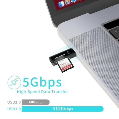 USB 3.0 SD Card Reader for PC, Laptop, Mac, Windows, Linux, Chrome, SDXC, SDHC, SD, MMC, RS-MMC, Micro SDXC Micro SD, Micro SDHC Card and UHS-I Cards - No SD Card Included. (USB 3.0 SD -Black2)