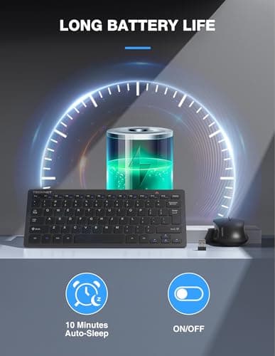 TECKNET Wireless Keyboard and Mouse Combo, Mini Cordless Computer Keyboard and Mouse Set 2.4GHz, Silent Adjustable 1600 DPI, Quiet Click, Lag-Free for Computer, Laptop, PC, Windows, Mac, Chrome OS
