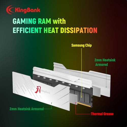 RGB Desktop Computer Memory Ram DDR4 16GB(2x8GB) 3200MHz 1.35V CL16 XMP2.0 Overclocking with Heatsink for Desktop Computer Gaming/Office/PS