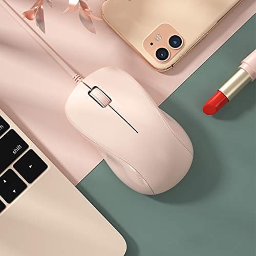 CORN USB Silent Wired Computer Mouse with Easy Click for Office and Home, 1200DPI, Premium and Portable, Compatible with Windows PC, Laptop, Desktop, Notebook (Pink)