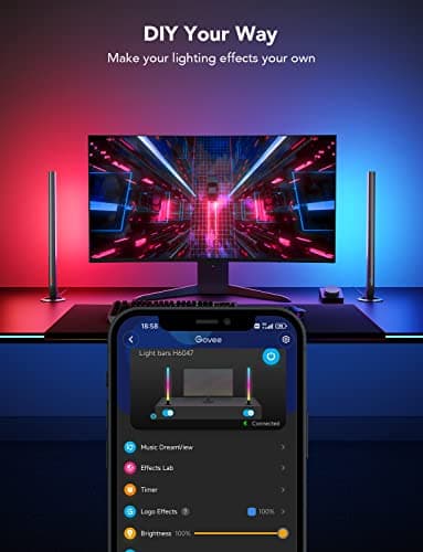 Govee RGBIC Gaming Light Bars H6047 with Smart Controller, Wi-Fi Smart LED Gaming Lights with Music Modes and 60+ Scene Modes Built, Works with Alexa & Google Assistant, Game Room Lights Decor