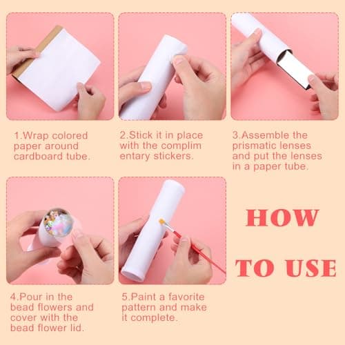 Totority Blank DIY Kaleidoscope Making Kit for Kids - 15 Pcs Variety Tool, Preschool Classic Material for Teaching, White