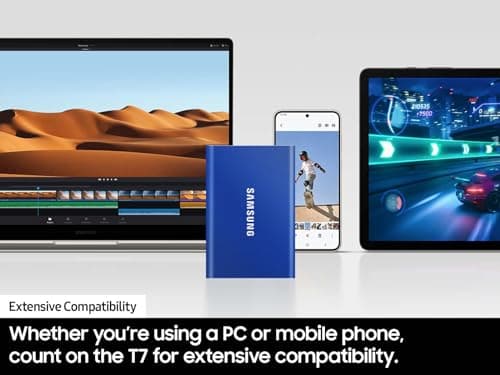 Samsung T7 Portable SSD, 1TB External Solid State Drive, Speeds Up to 1,050MB/s, USB 3.2 Gen 2, Reliable Storage for Gaming, Students, Professionals, MU-PC1T0T/AM, Gray