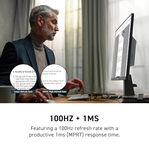 MSI PRO MP245G, 24-inch IPS 1920 x 1080 (FHD) Computer Monitor, 100Hz, Adaptive-Synch, EPEAT Silver, HDMI, DisplayPort, VESA Mountable, Tilt, Height Adjustable Speaker, 1ms, Black
