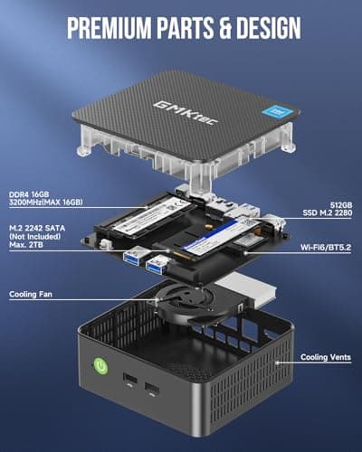 GMKtec G3 Plus Mini PC, Intel Twin Lake N150(Upgraded N100) 16GB RAM 512GB M.2 2280 SSD, Mini Desktop Computer Dual HDMI/WiFi6/BT5.2