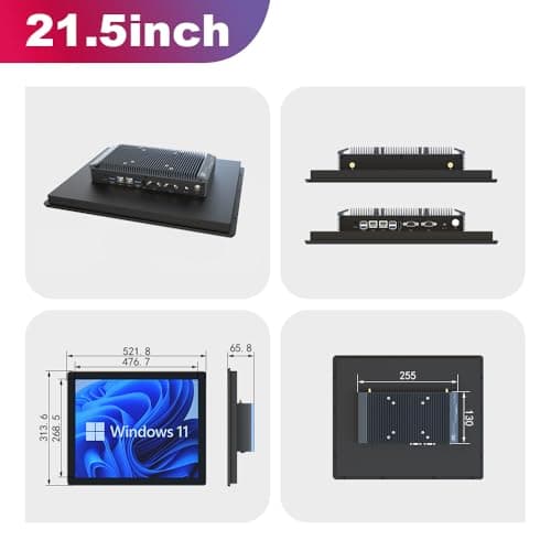 YanKe 21.5" Industrial Computer Touch Screen 10 Point Touch Industrial Computer, Resolution 1024 * 768 450nit, RJ45*2 USB*4 com*2 HD*1 WiFi+BT(J6412/8+128)