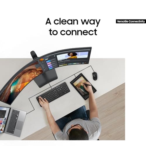 Samsung 49” Business Curved Ultrawide Dual QHD Computer Monitor, USB-C, DisplayPort, HDMI, 120Hz, VESA DisplayHDR 400, Built-in Speakers, Height Adjustable Stand, Eye Care, LS49C954UANXZA, 2024