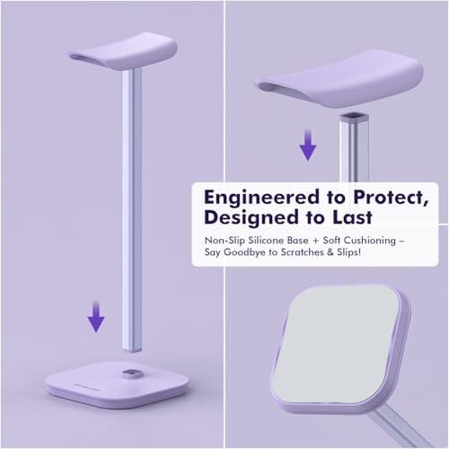 Headphone Stand, Desktop Headset Holder (Purple) Heavy Base Desk Earphone Stand Aluminum Gaming Headset Hanger Rack for AirPods Max, AirPods, AirPods Pro, Beats, Bose
