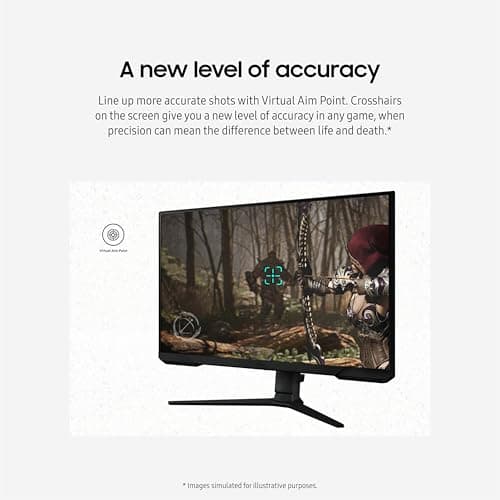Samsung 24-Inch Odyssey G3 (G30D) Series FHD Gaming Monitor, 1ms, 180Hz, AMD FreeSync, Adjustable Stand, Black Equalizer, Virtual Aim Point, Eye Saver Mode, Flicker-Free, LS24DG302ENXZA