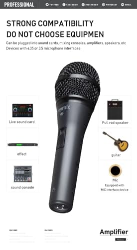 M9 Dynamic Vocal Classic Style Microphone Audio Classic Professional Dynamic Cardioid Unidirectional - for Instruments, Drums, Percussion, Vocals (M9)